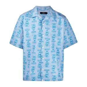DIESEL Blue Cotton Pineapple Print Short-Sleeve Shirt, Men’s Medium